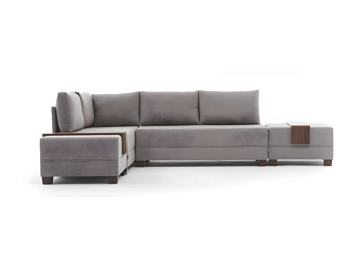 Canapé d'angle à gauche modulable Gialos Tissu Blanc crème