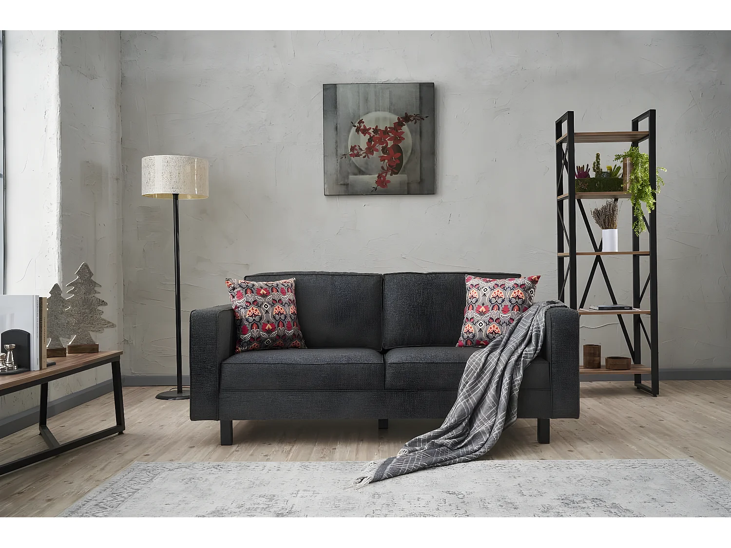 Sofá Altadena 392, Gris, 180x91x83cm, Tapiz, Patas: Madera