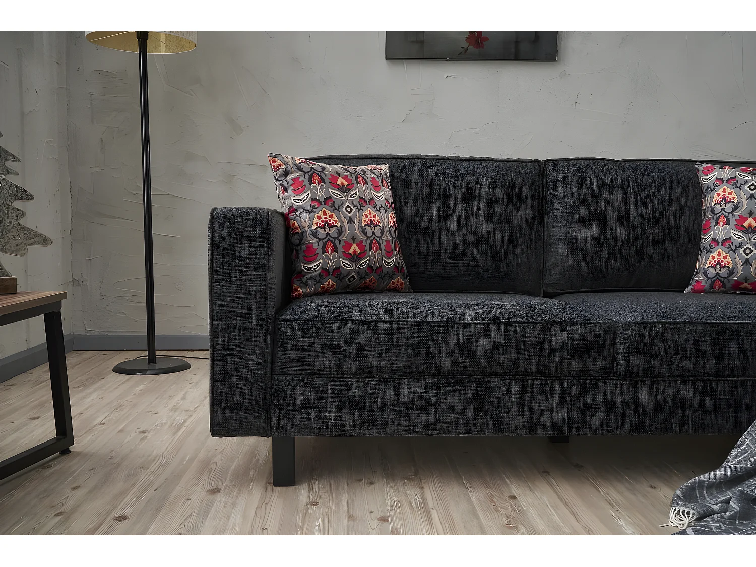 Sofá Altadena 392, Gris, 180x91x83cm, Tapiz, Patas: Madera