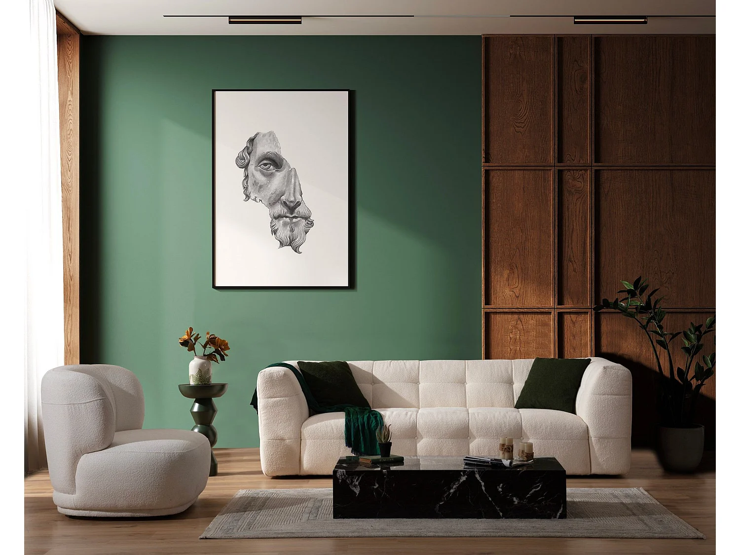 Sofá Altadena 405, De color marrón claro, 235x100x72cm, Tapiz, Patas: Plástico