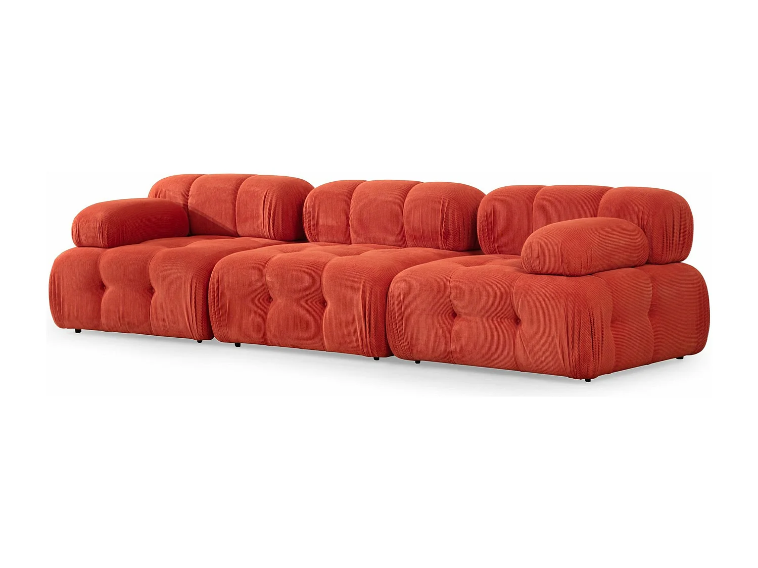 Canapé modulable 3 places Nounou Velours côtelé Rouge