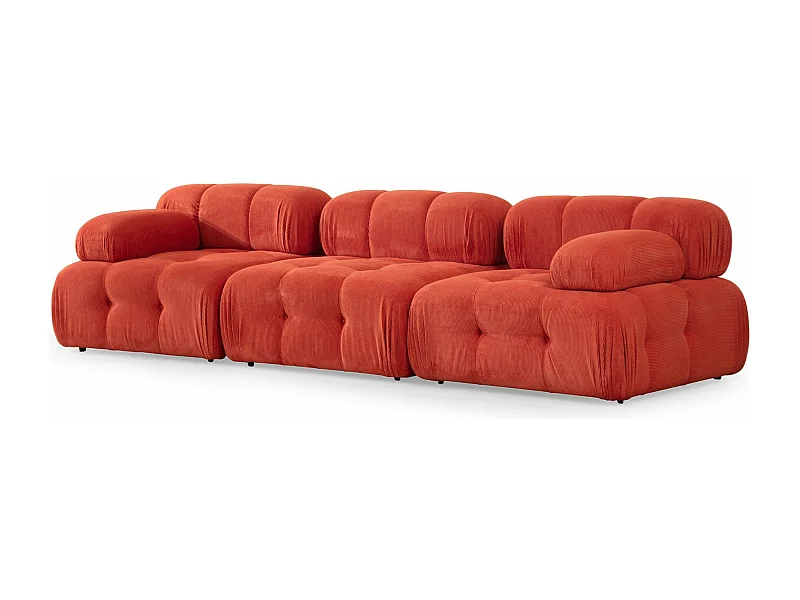 Canapé modulable 3 places Nounou Velours côtelé Rouge