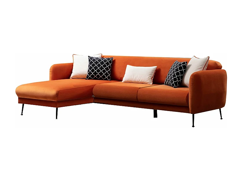 Canapé d'angle à gauche avec 3 coussins Vesna Tissu Orange