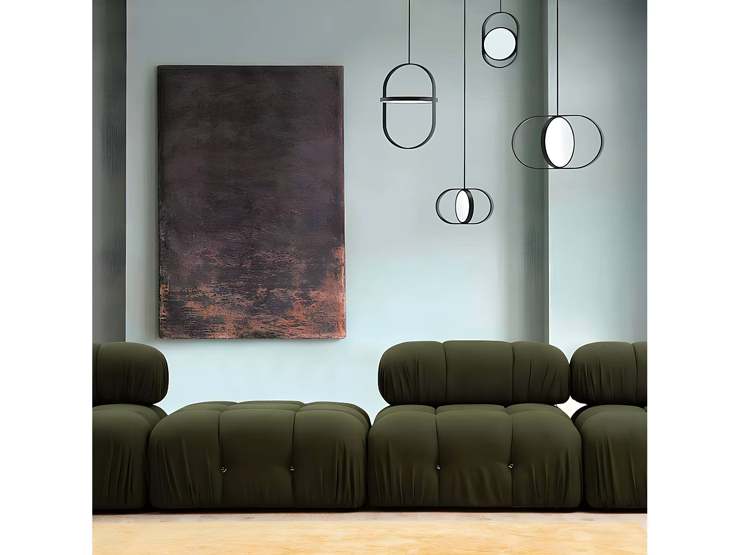 Canapé d'angle modulable et transformable Nourhane Velours Bleu foncé