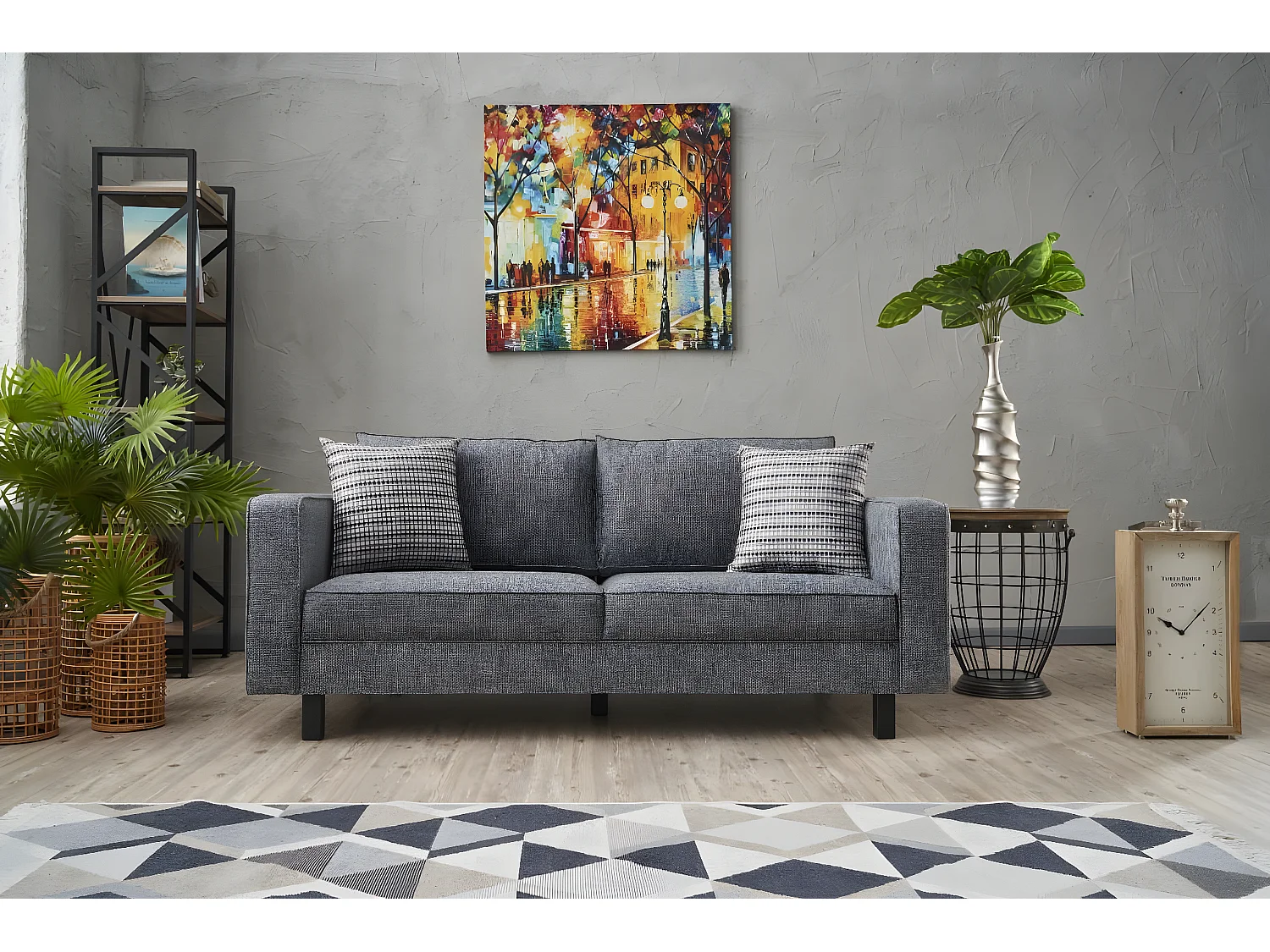 Sofá Altadena 392, Gris, 180x91x83cm, Tapiz, Patas: Madera