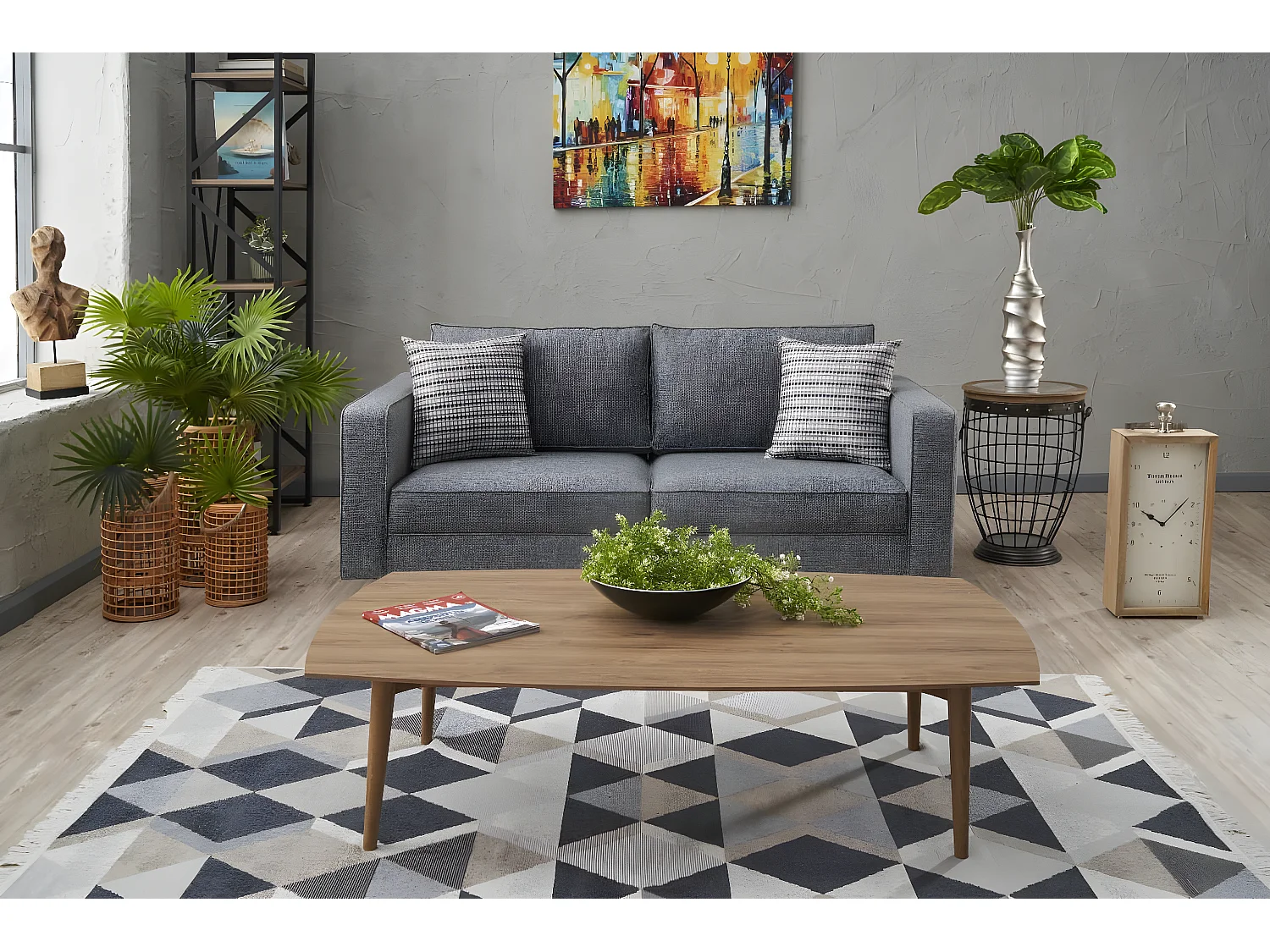 Sofá Altadena 392, Gris, 180x91x83cm, Tapiz, Patas: Madera