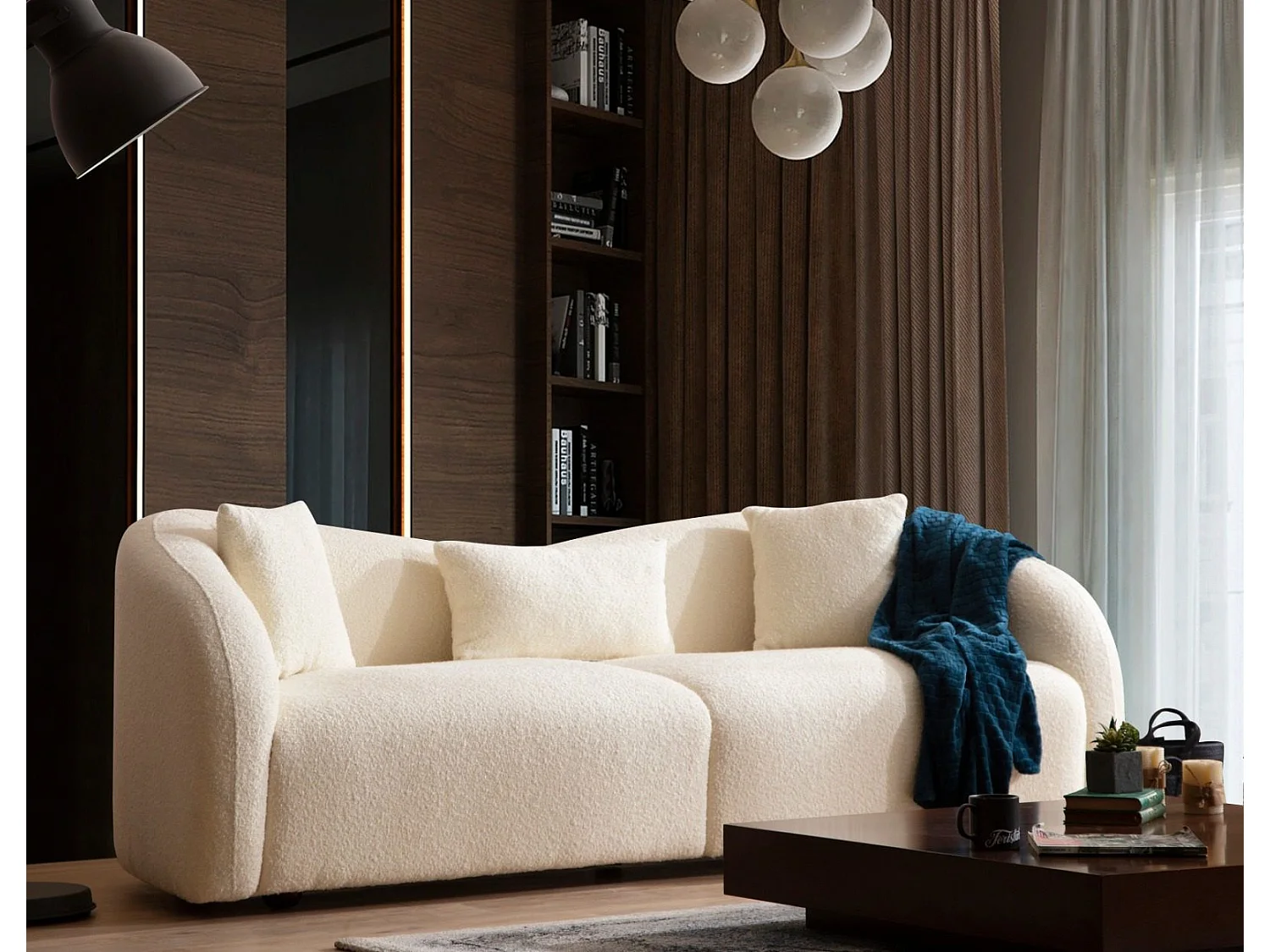 Sofá Altadena 118, 236x91x76cm, Tapiz, Patas: Madera