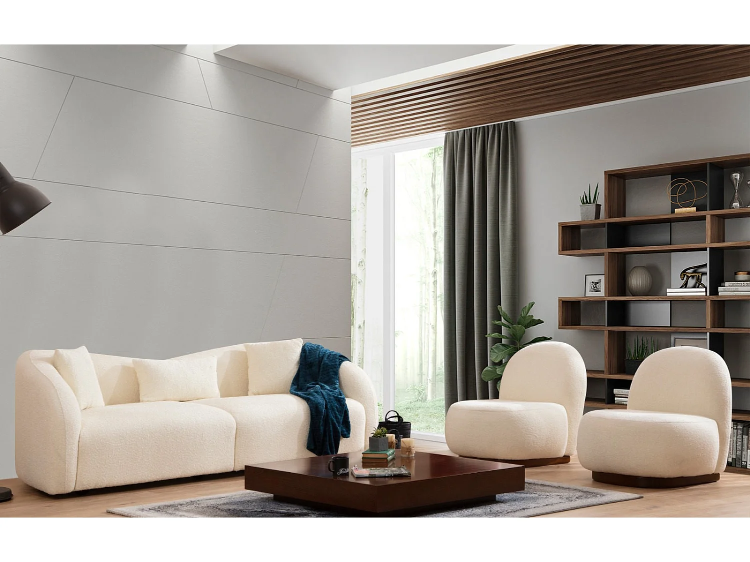 Sofá Altadena 118, 236x91x76cm, Tapiz, Patas: Madera