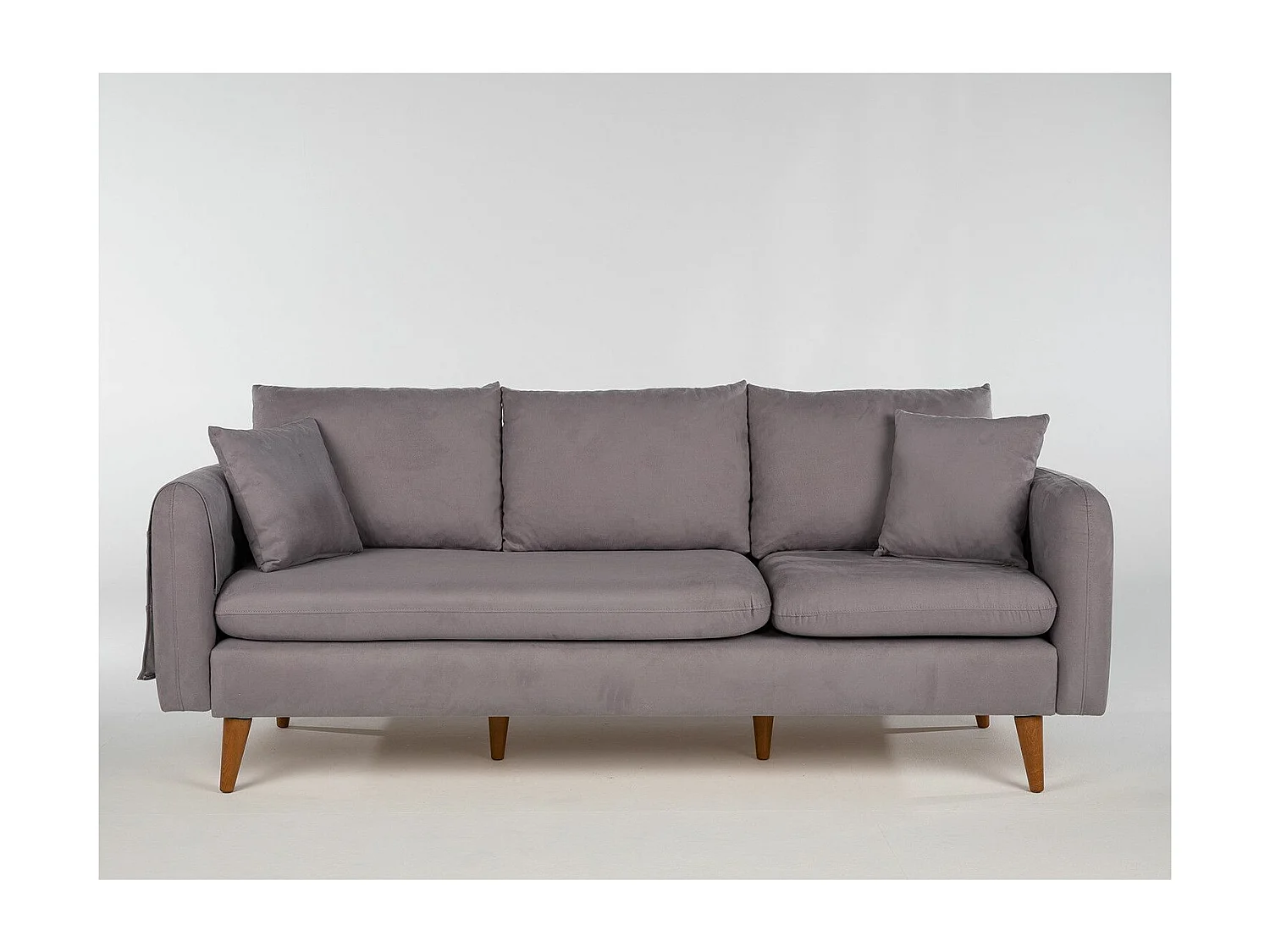 Kama grijs fluwelen 3-zitsbank 215 cm