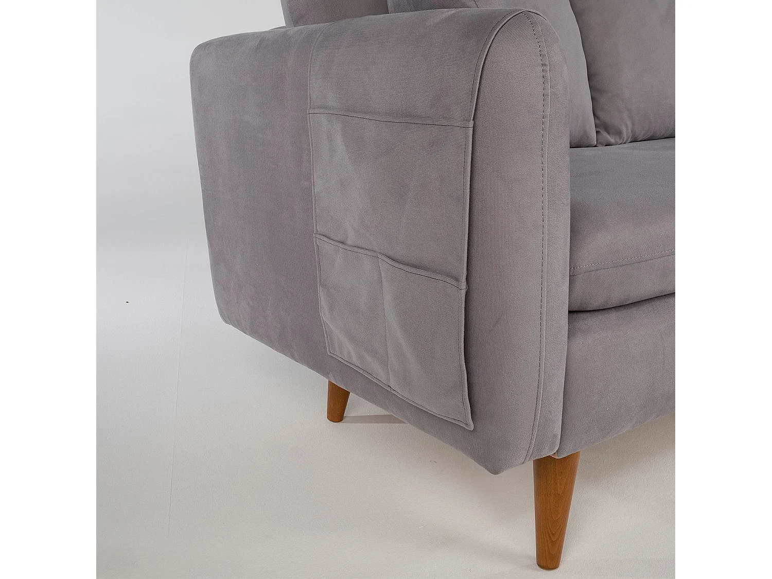 Kama grijs fluwelen 3-zitsbank 215 cm