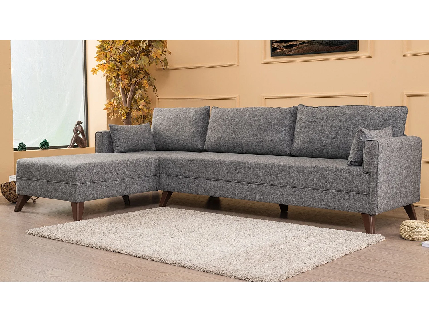 Sofá rinconero Altadena B104, Gris, 275x165x85cm