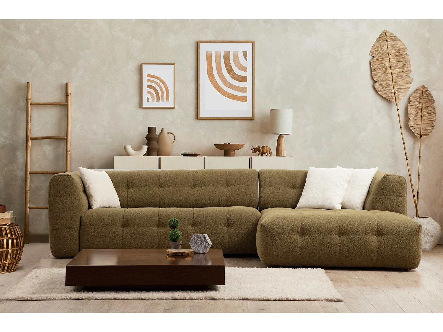 Sofá rinconero Altadena 406, Verde, 300x150x72cm