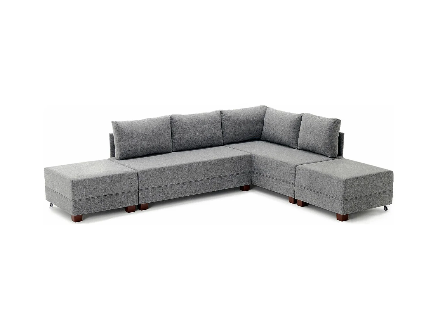Canapé d'angle à droite modulable Gialos Tissu Gris