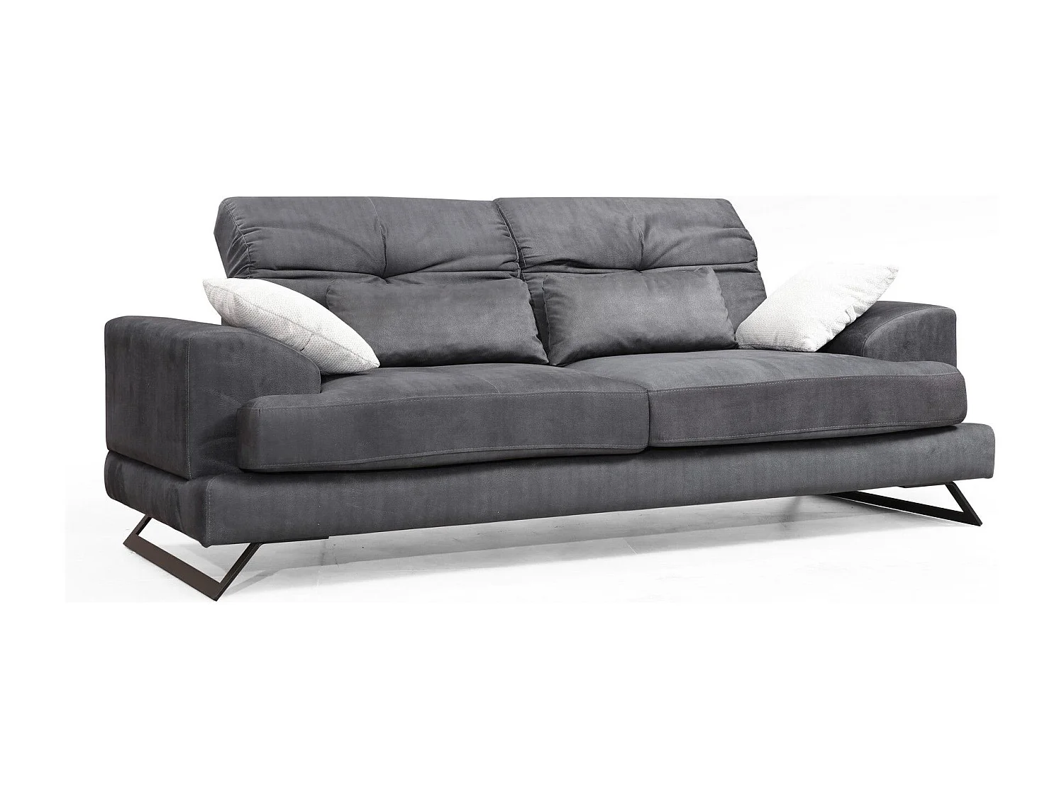 Sofá Altadena 207, Gris, 225x92x79cm, Tapiz, Patas: Metal