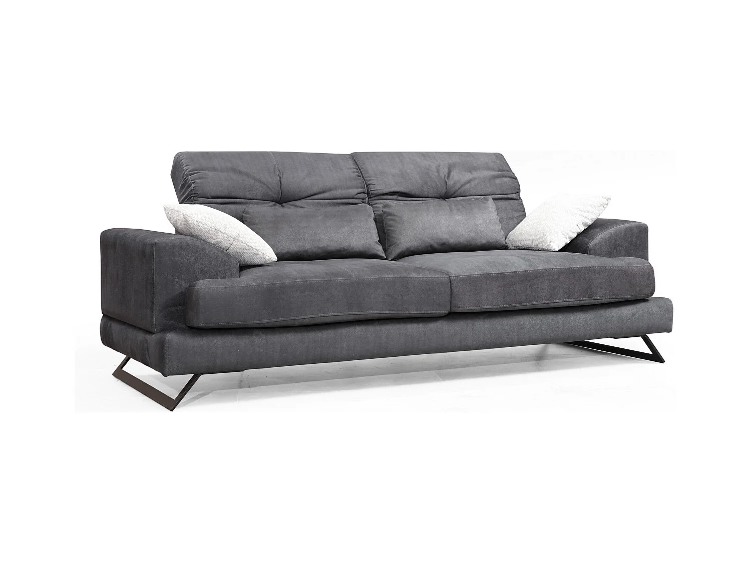 Sofá Altadena 207, Gris, 225x92x79cm, Tapiz, Patas: Metal