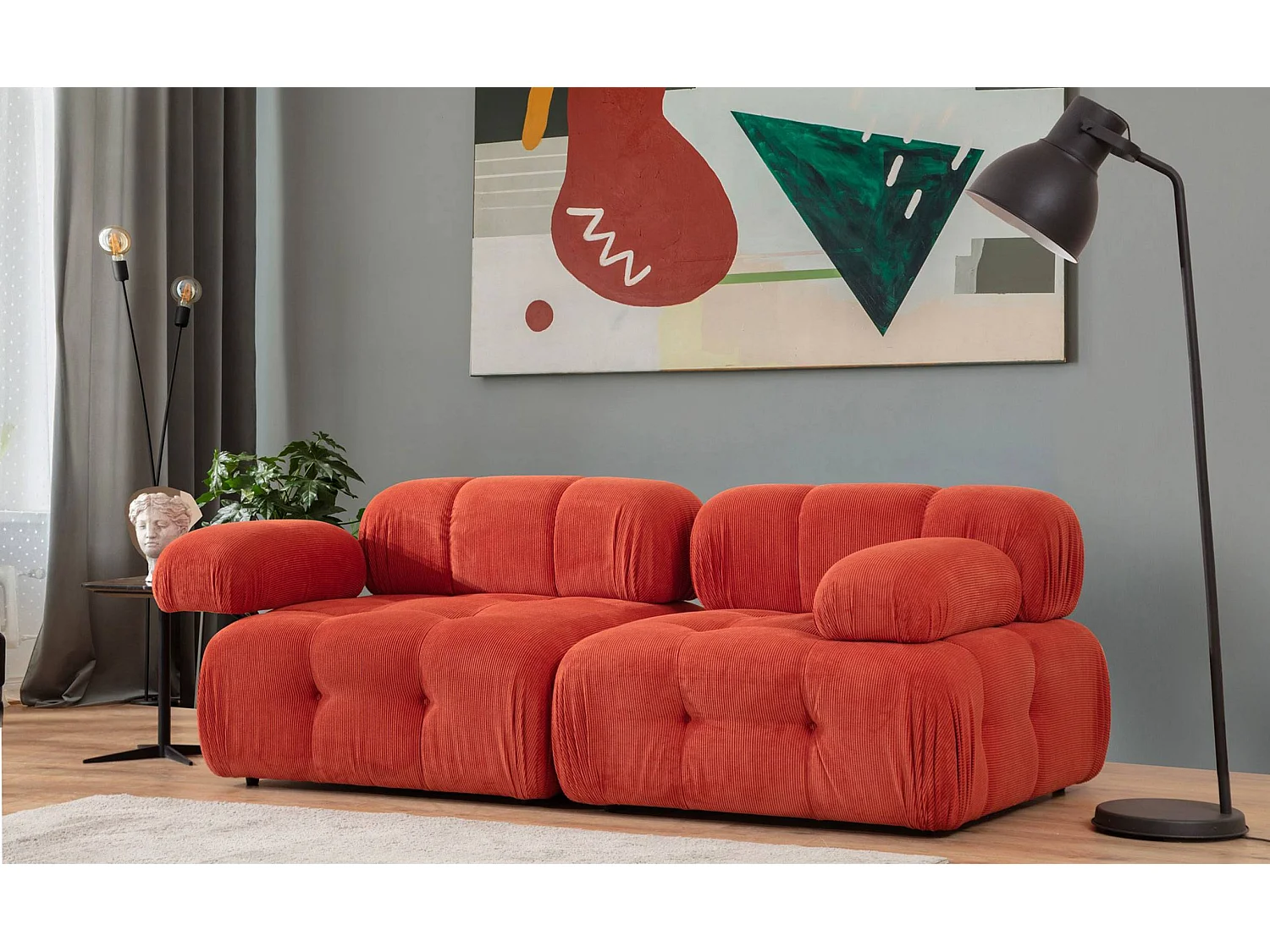 Sofá Altadena 420, Rojo, 210x100x80cm, Tapiz, Patas: Plástico