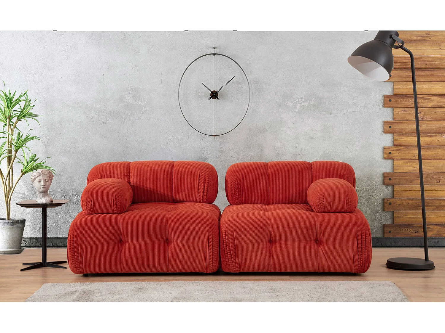 Sofá Altadena 420, Rojo, 210x100x80cm, Tapiz, Patas: Plástico