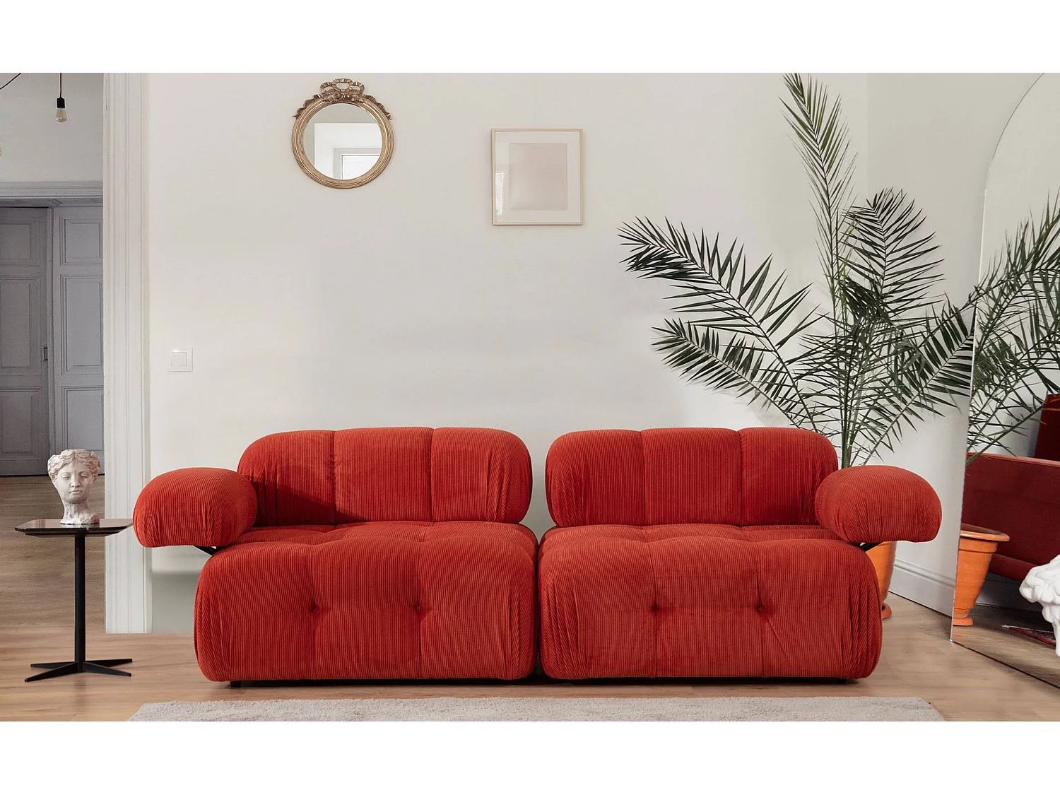 Sofá Altadena 420, Rojo, 210x100x80cm, Tapiz, Patas: Plástico