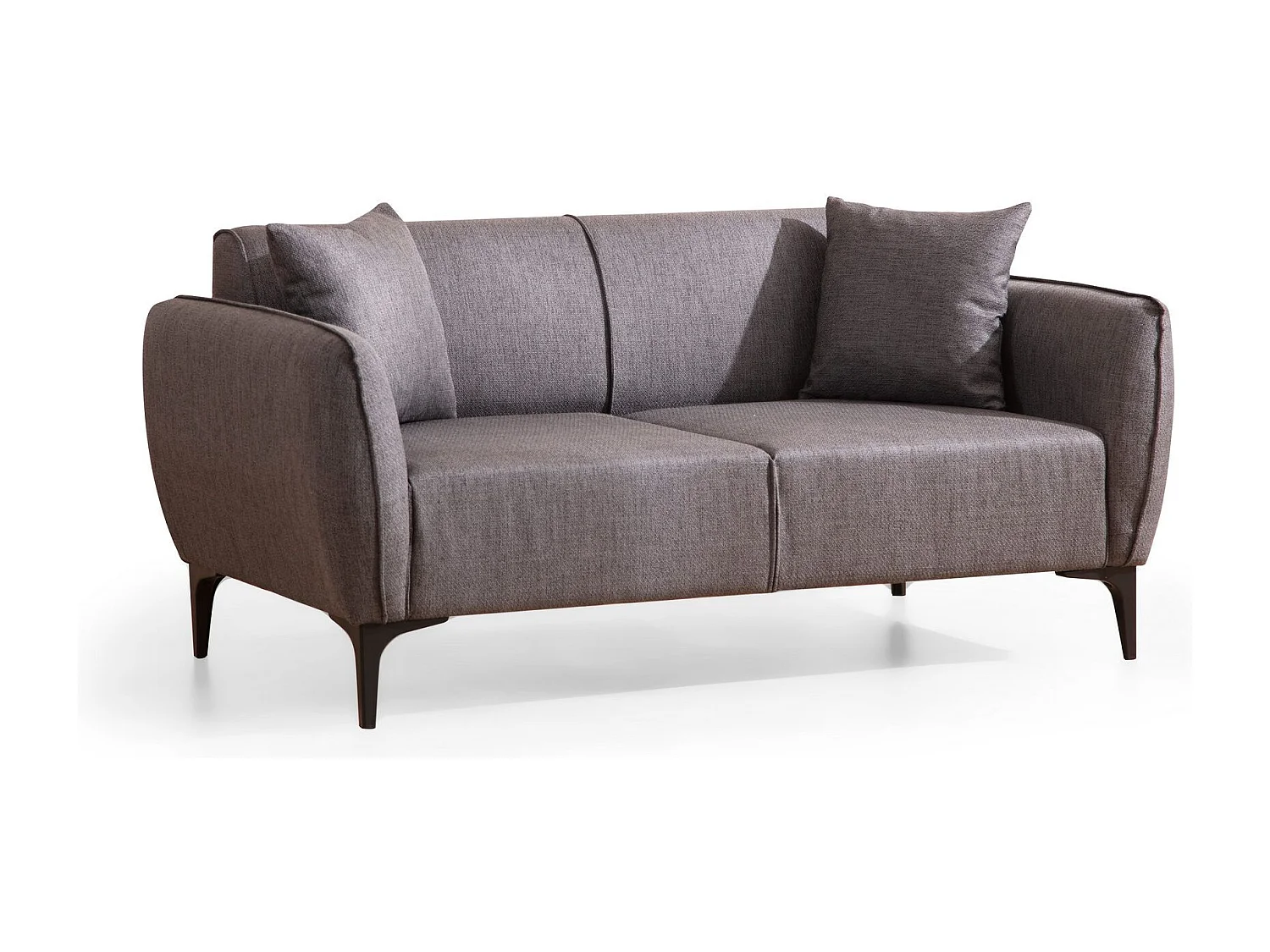 Canapé 2 places avec 2 coussins Torga Tissu Gris foncé