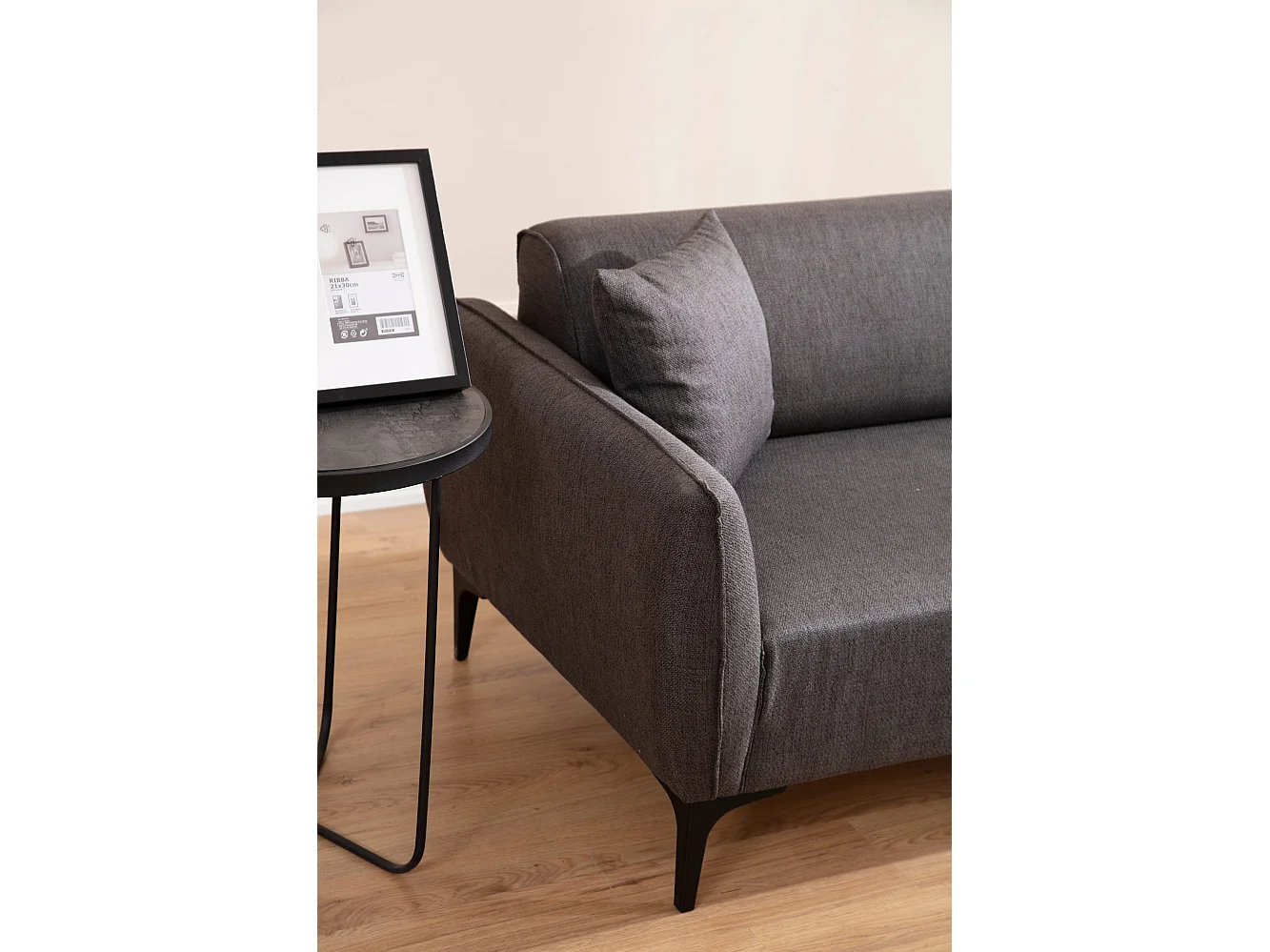 Canapé 2 places avec 2 coussins Torga Tissu Gris foncé