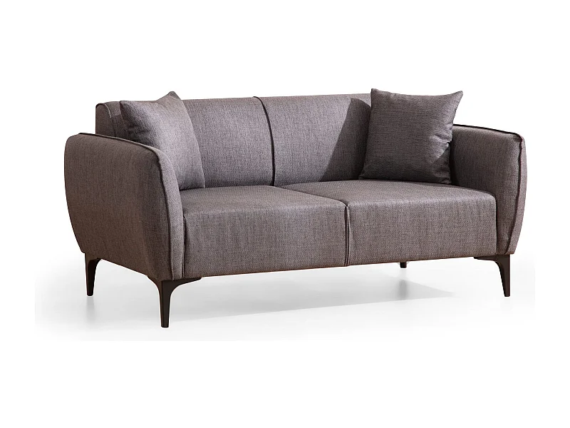 Canapé 2 places avec 2 coussins Torga Tissu Gris foncé