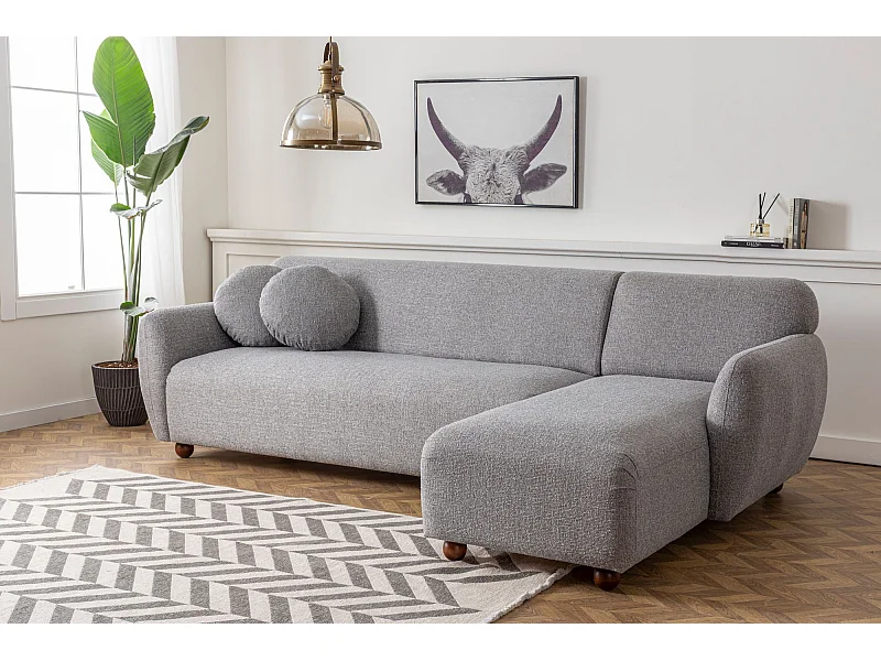 Divano angolare Altadena 189, Grigio, 273x162x86cm