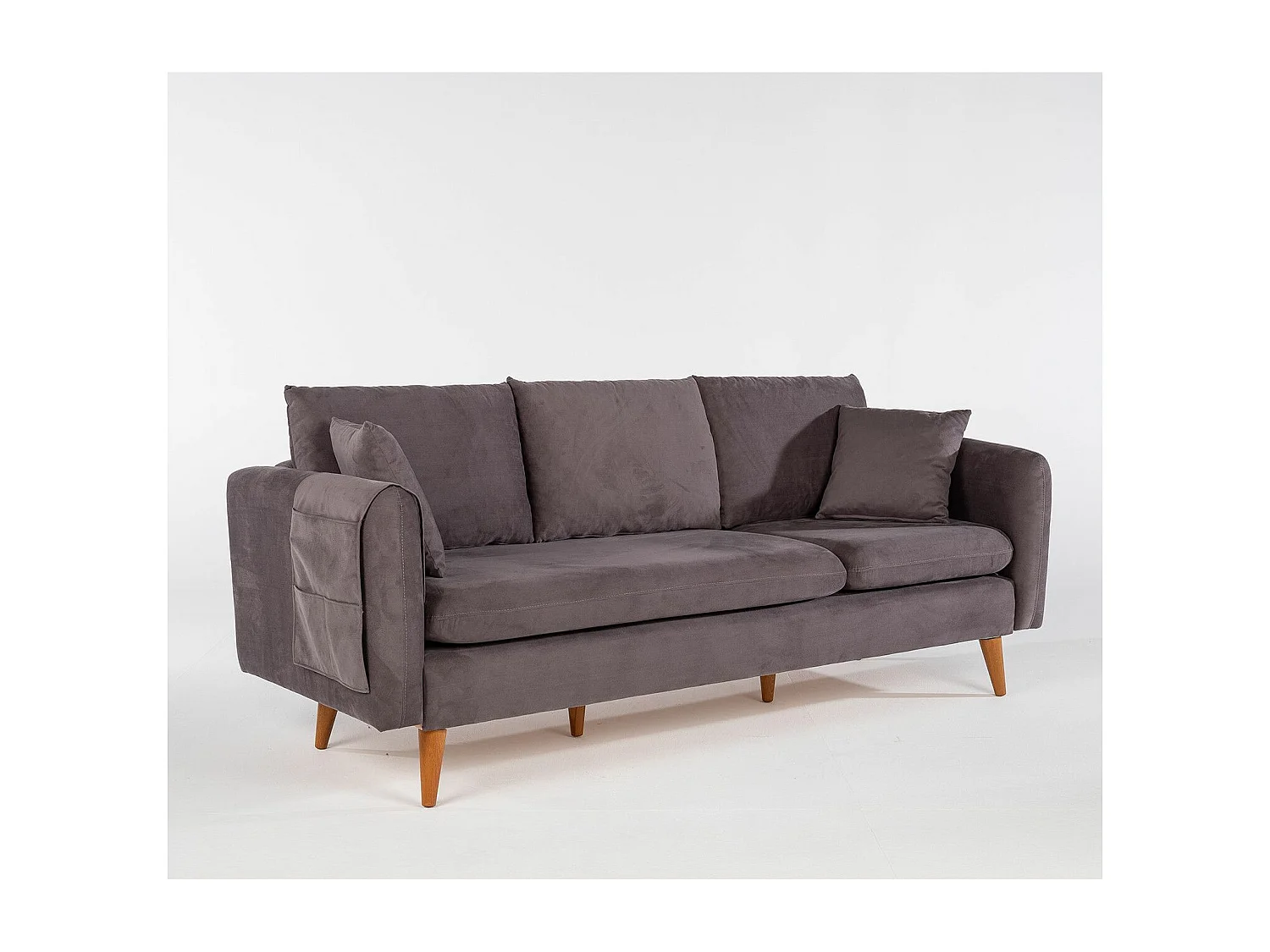 Canapé 3 places Meganisi Velours Anthracite