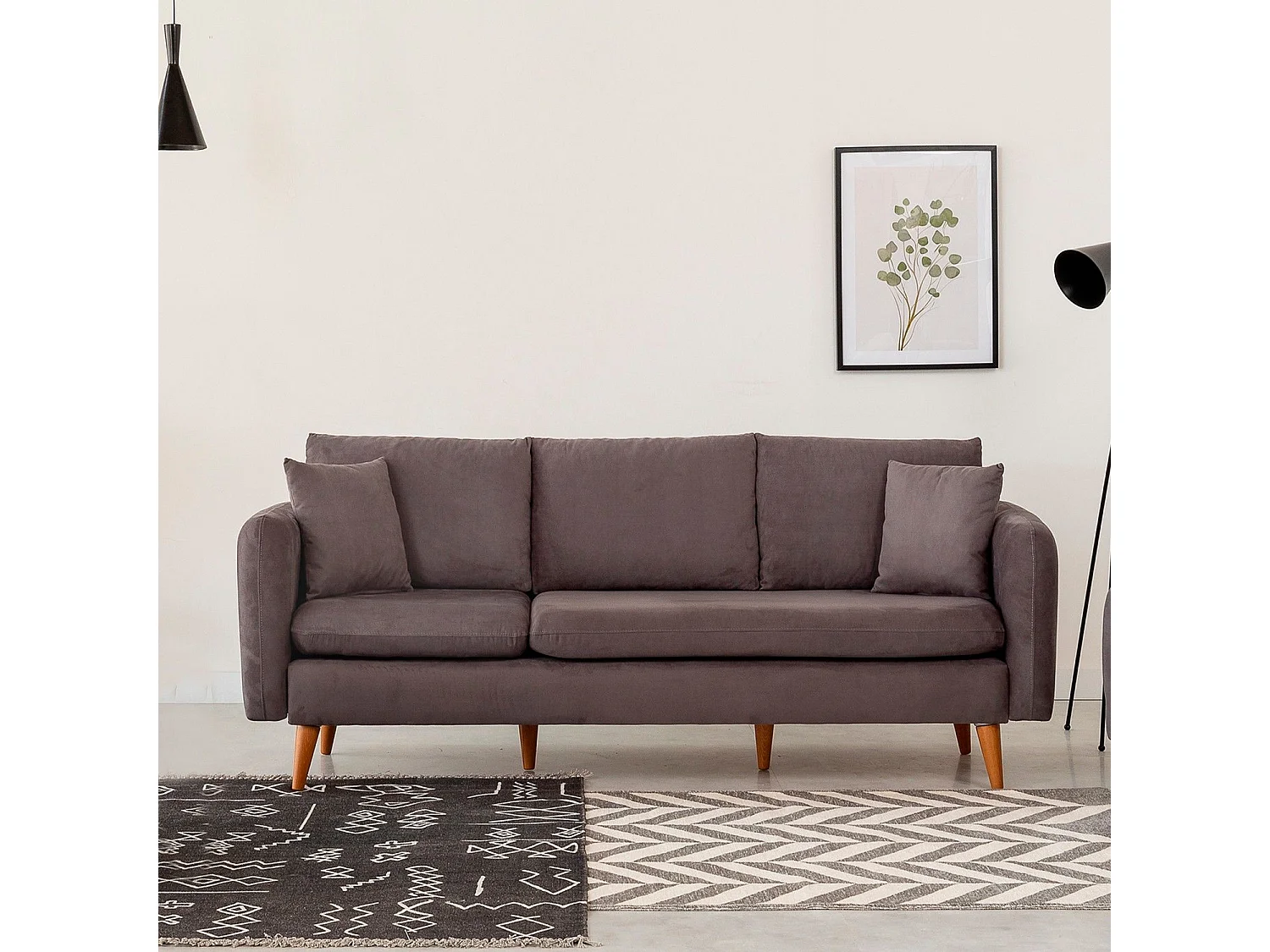 Canapé 3 places Meganisi Velours Anthracite