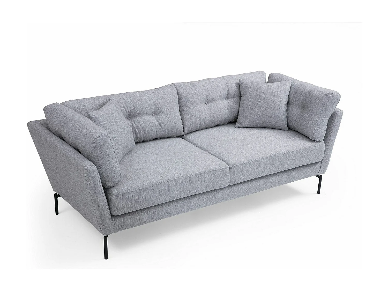 Canapé 3 places avec 2 coussins Campsis Tissu Gris