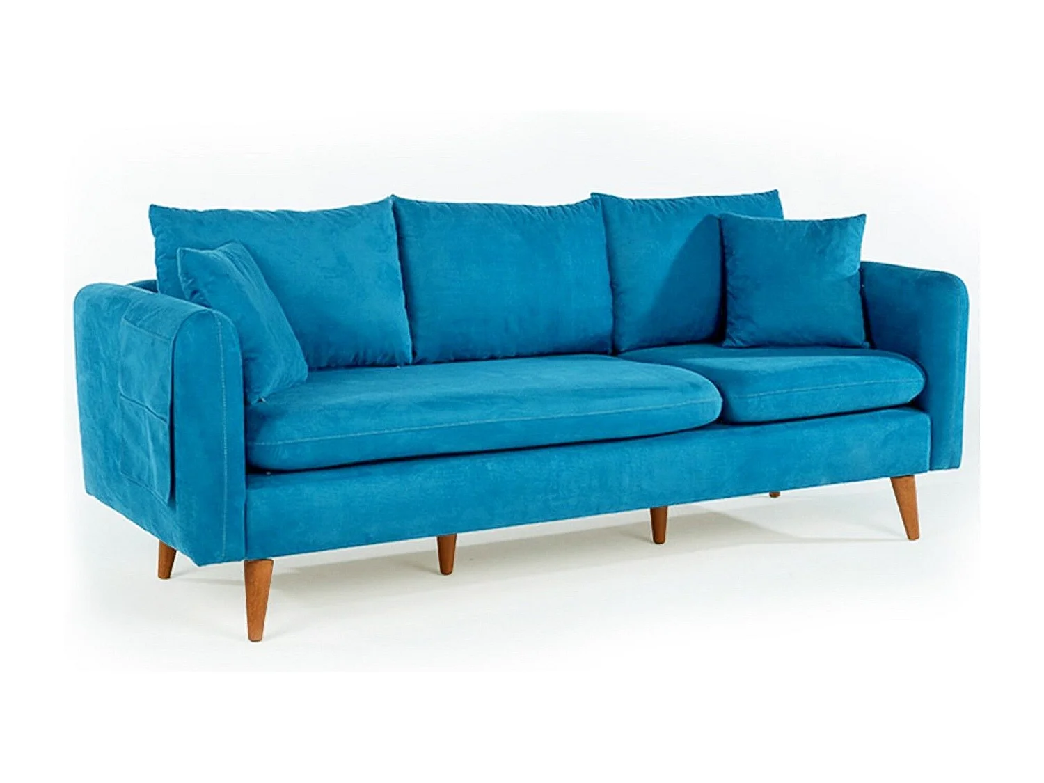 Kama blauw fluwelen 3-zitsbank 215 cm