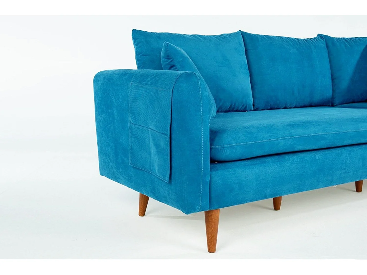 Kama blauw fluwelen 3-zitsbank 215 cm