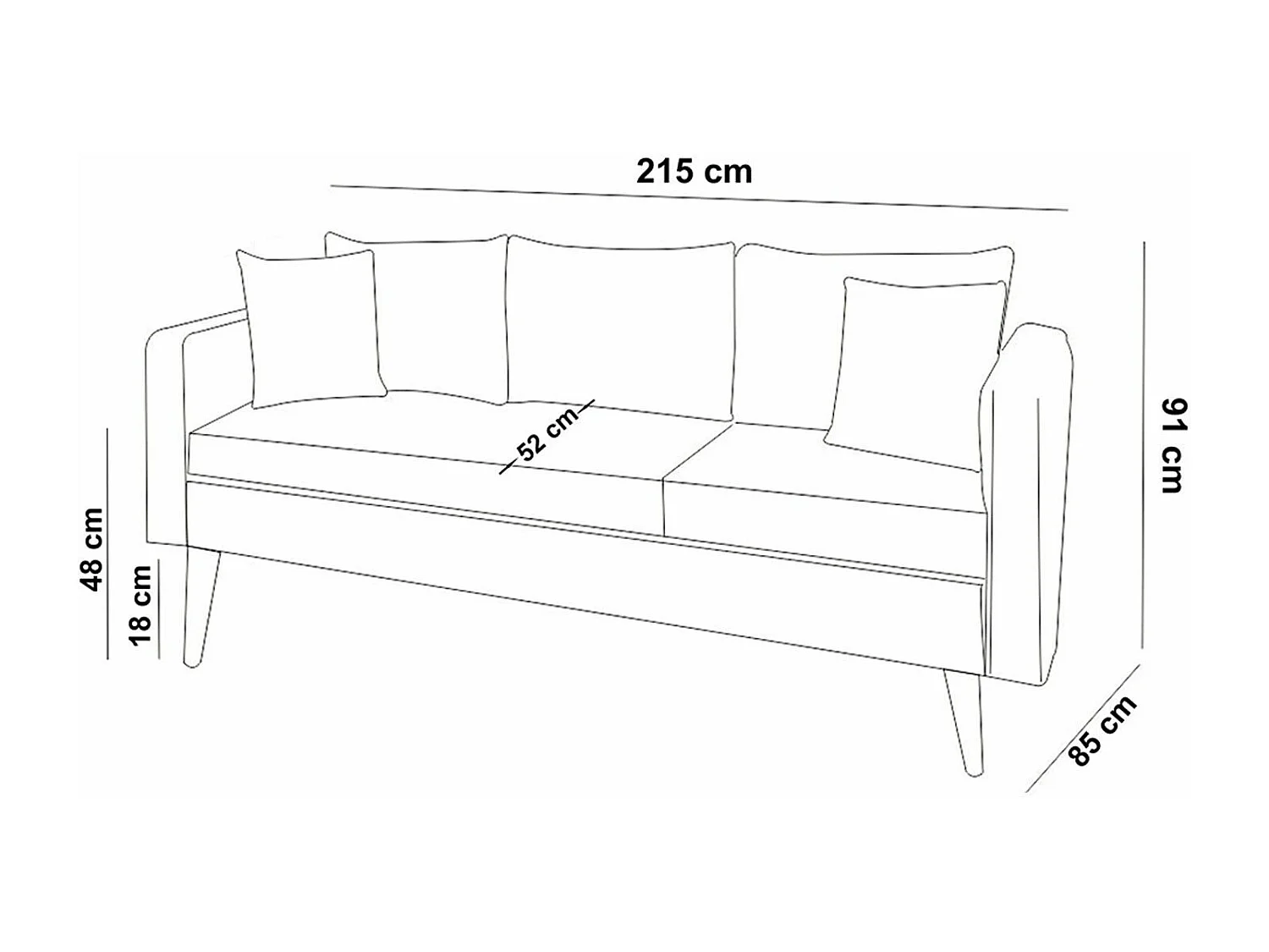 Kama blauw fluwelen 3-zitsbank 215 cm