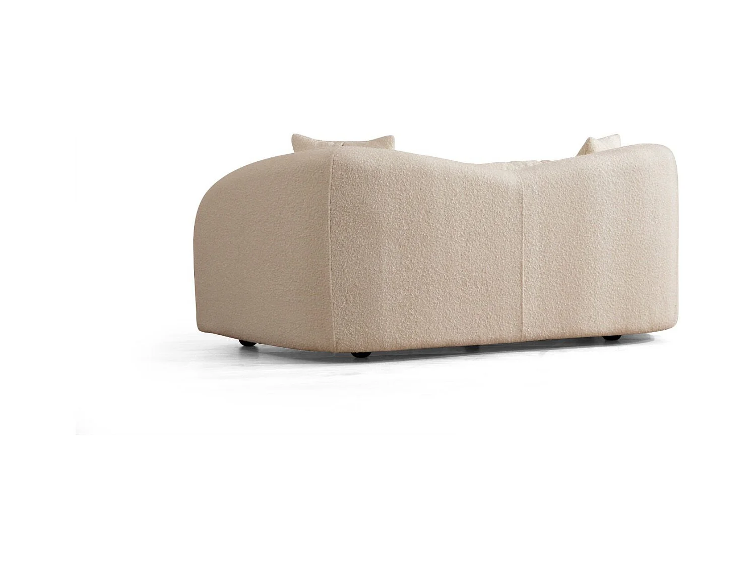 Canapé 2 places avec 2 coussins Helfert Tissu bouclé Blanc crème