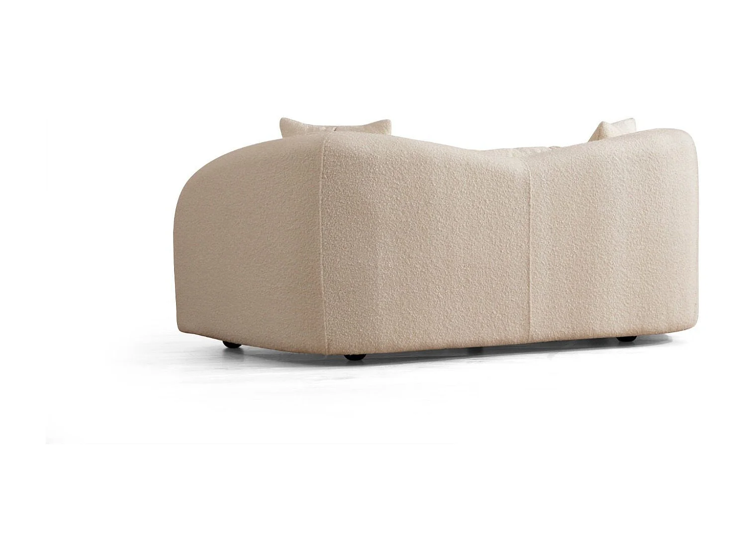 Canapé 2 places avec 2 coussins Helfert Tissu bouclé Blanc crème