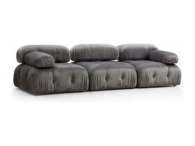 Canapé modulable 3 places Nourhane Velours Gris