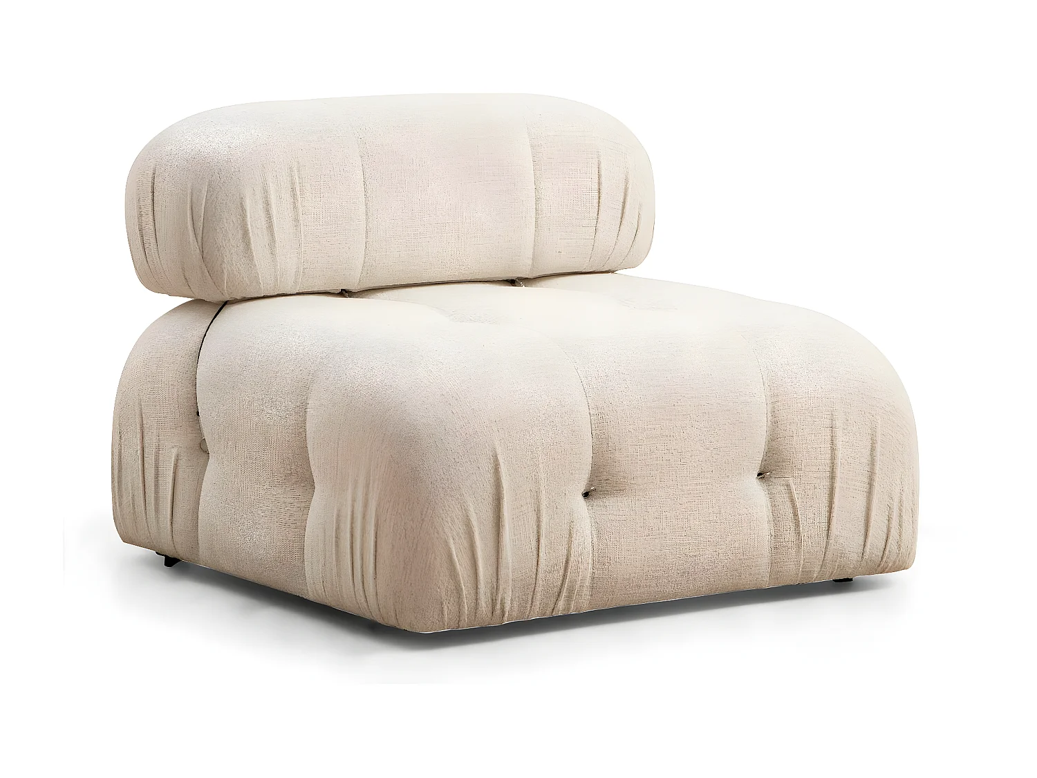 Canapé modulable 3 places Nourhane Tissu Crème