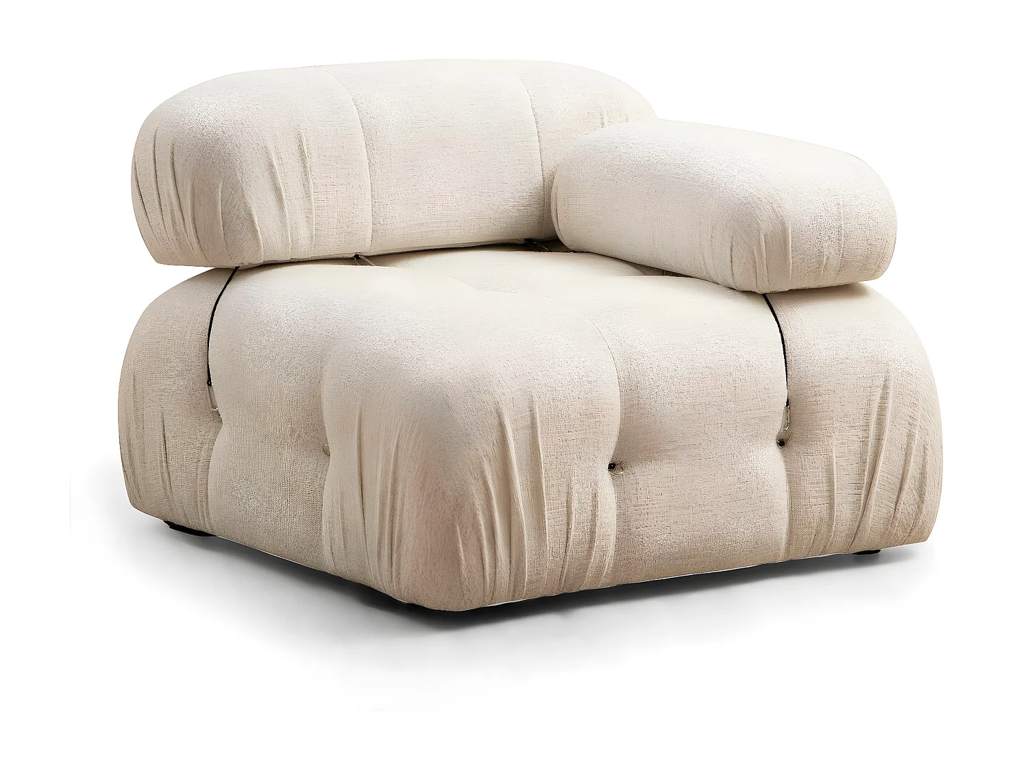 Canapé modulable 3 places Nourhane Tissu Crème