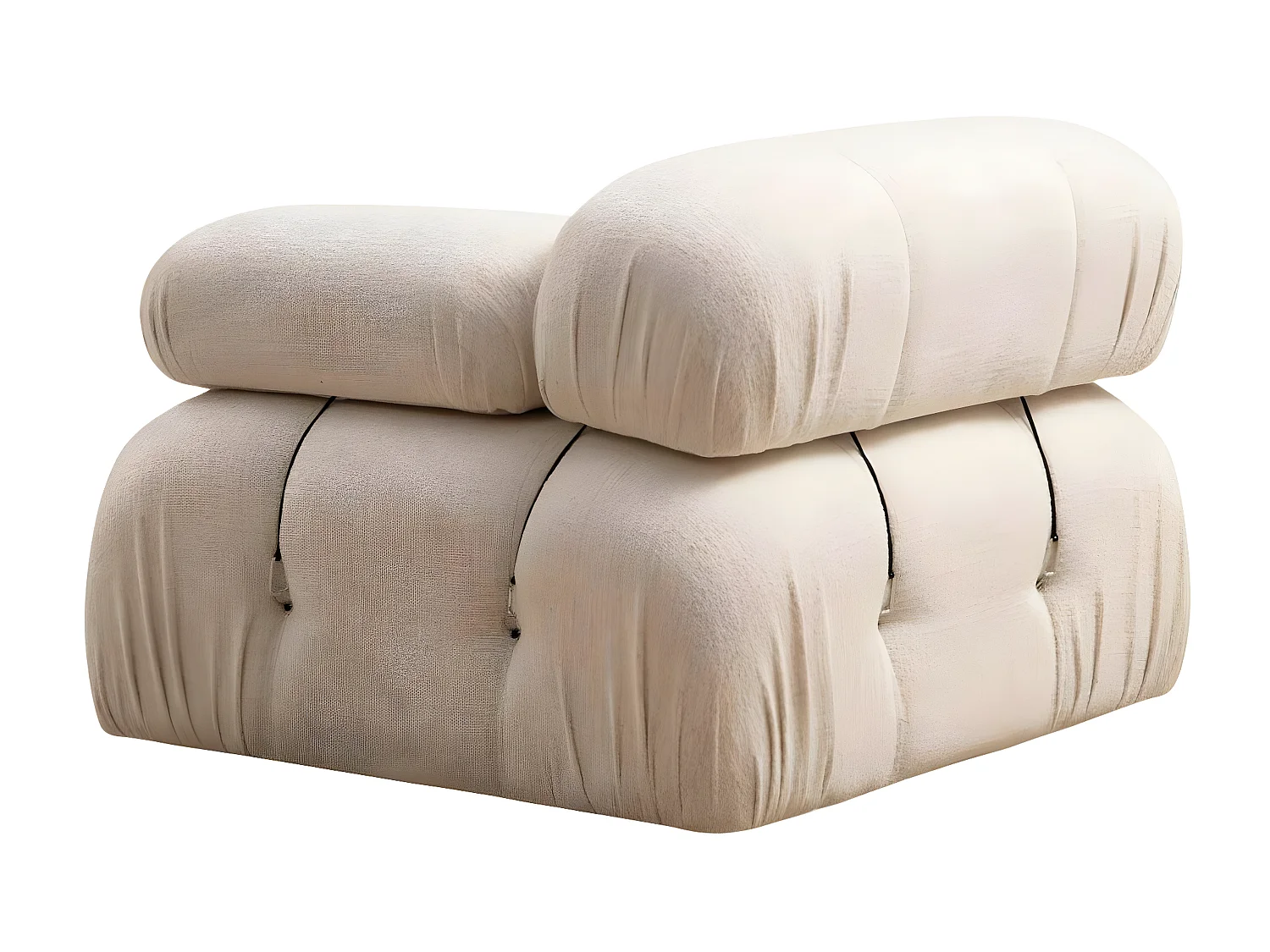 Canapé modulable 3 places Nourhane Tissu Crème