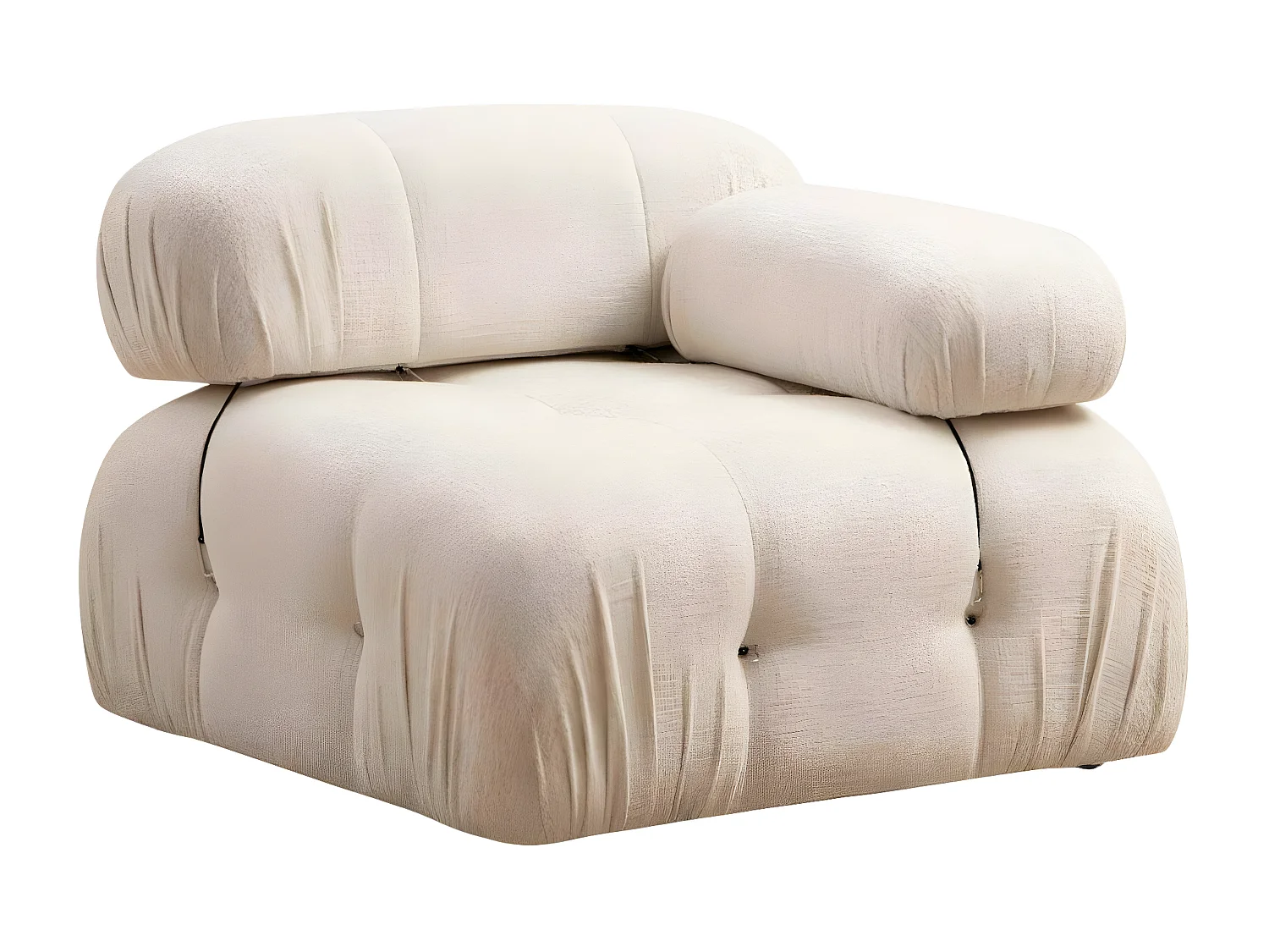 Canapé modulable 3 places Nourhane Tissu Crème