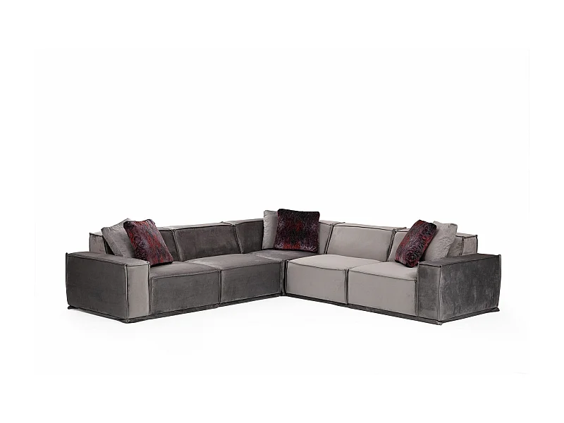 Sofá rinconero modular Altadena 442, Gris, 300x300x76cm