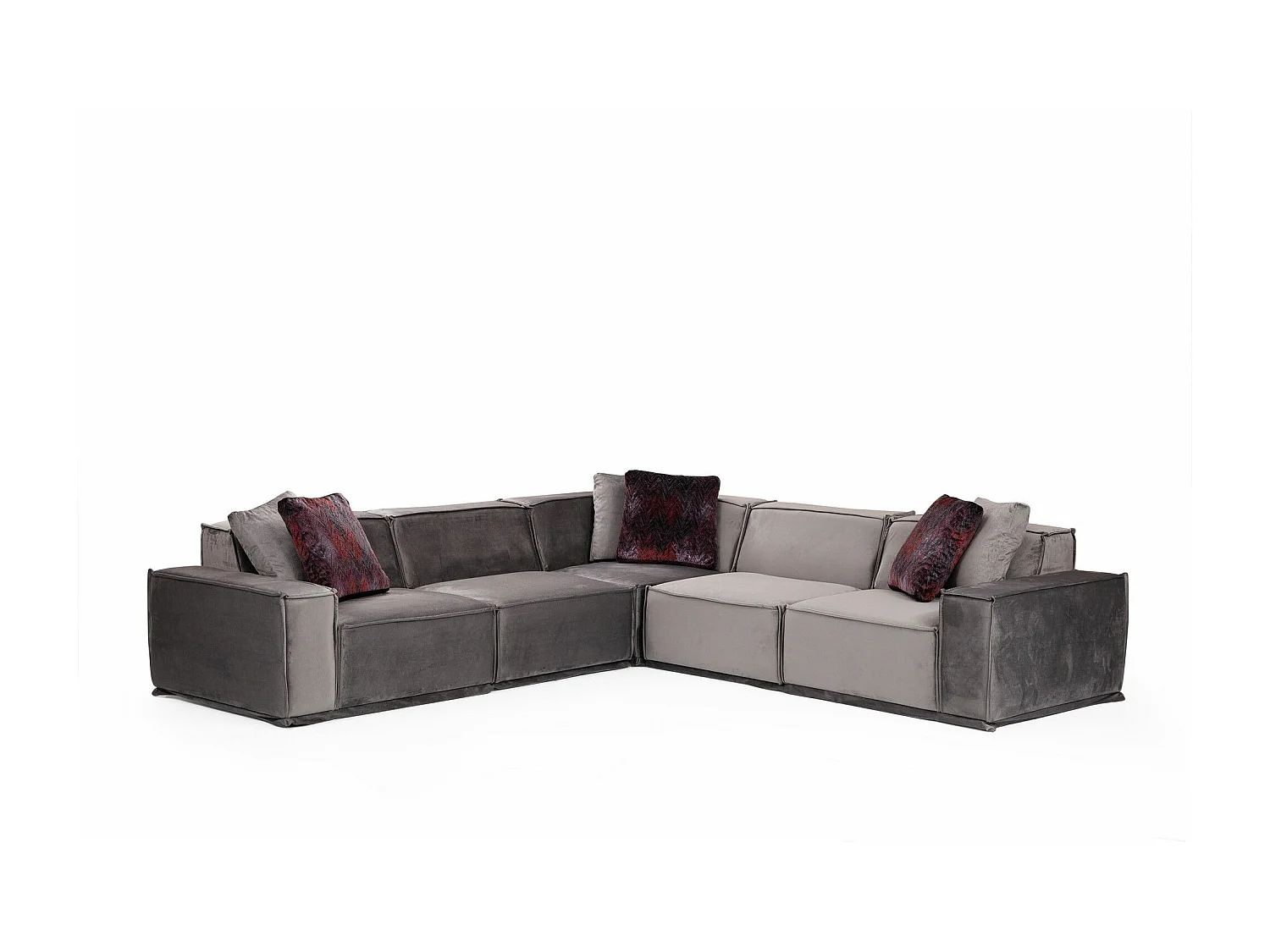 Canapé d'angle modulable avec 4 coussins Buhaj Tissu Gris