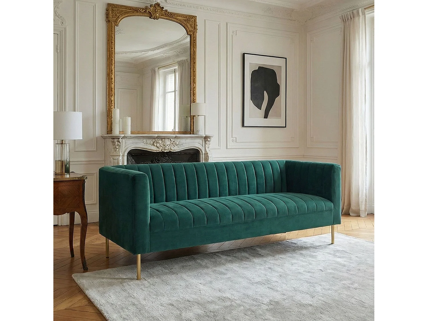 Moderne 3-Sitzer Sofa aus Grünen Samt Sacramento Stilvoll und Elegant