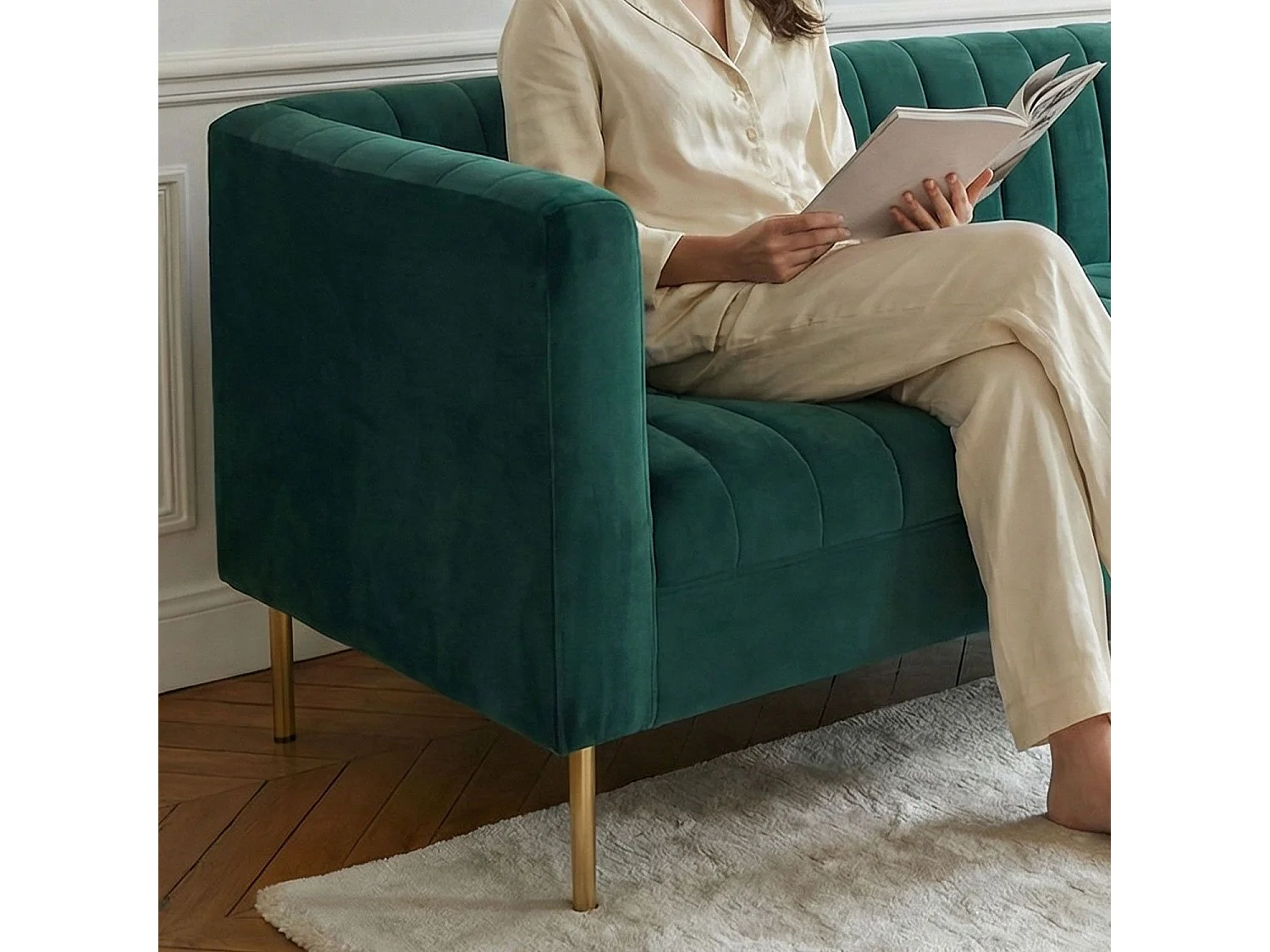 Moderne 3-Sitzer Sofa aus Grünen Samt Sacramento Stilvoll und Elegant