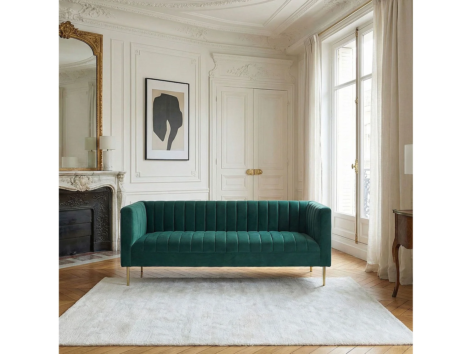 Moderne 3-Sitzer Sofa aus Grünen Samt Sacramento Stilvoll und Elegant