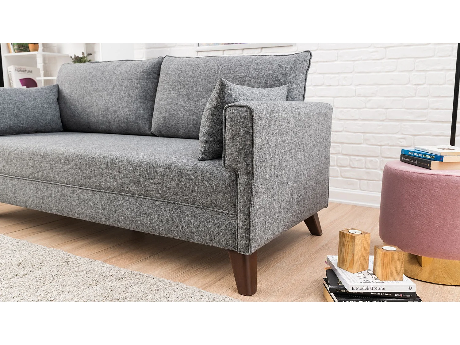 Canapé 2 places Hermoso Tissu Gris