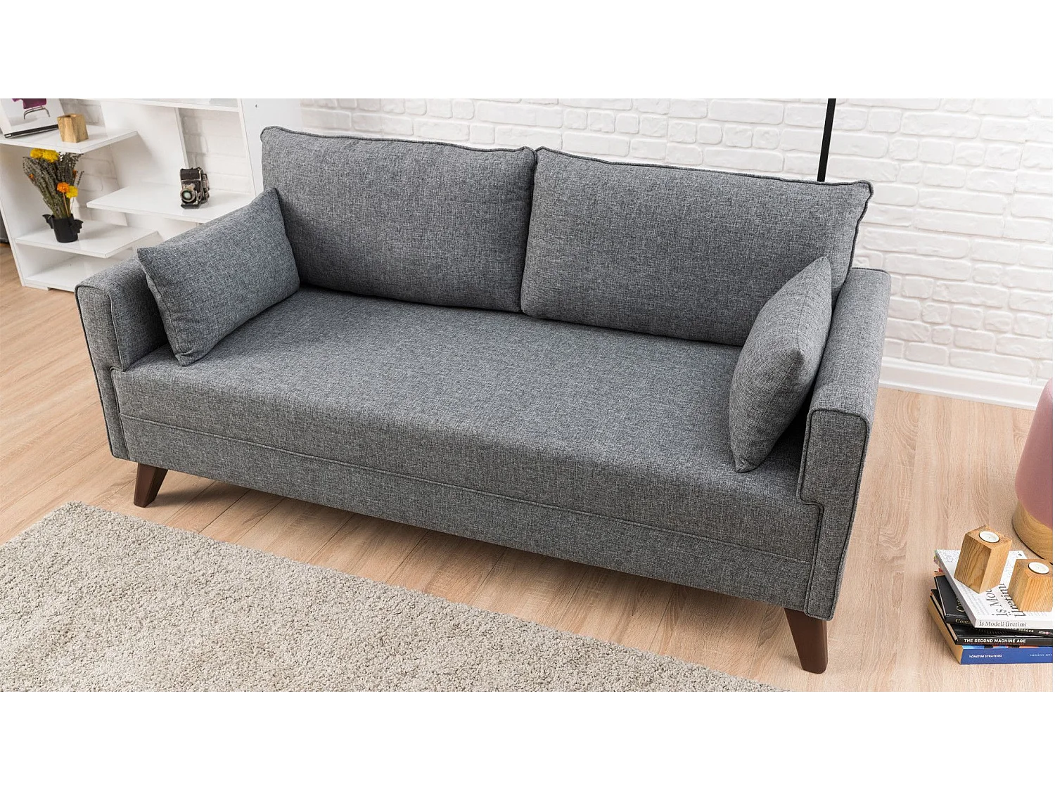 Canapé 2 places Hermoso Tissu Gris