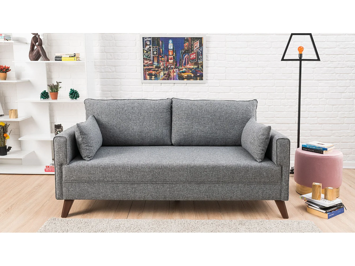 Canapé 2 places Hermoso Tissu Gris