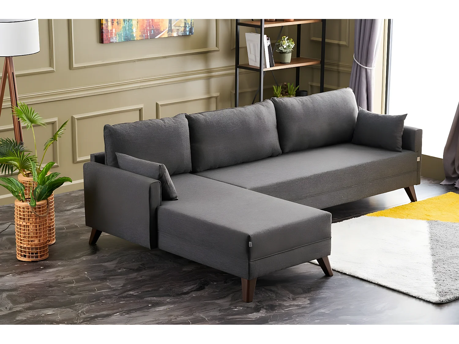 Sofá rinconero Altadena B104, Gris, 275x165x85cm
