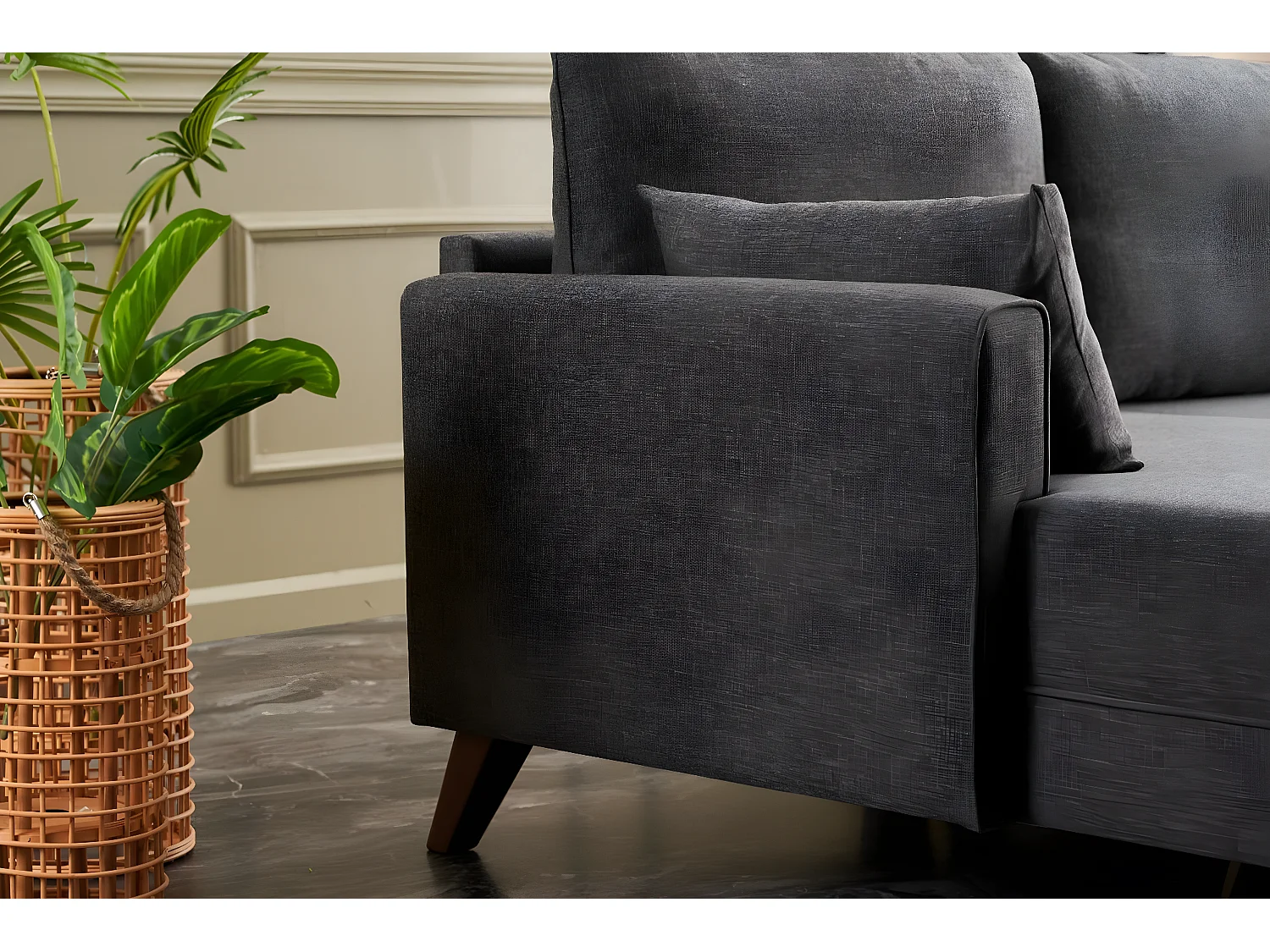 Sofá rinconero Altadena B104, Gris, 275x165x85cm