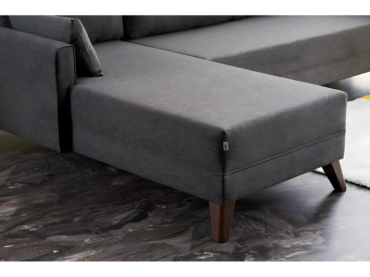 Canapé d'angle gauche Hermoso Tissu Anthracite